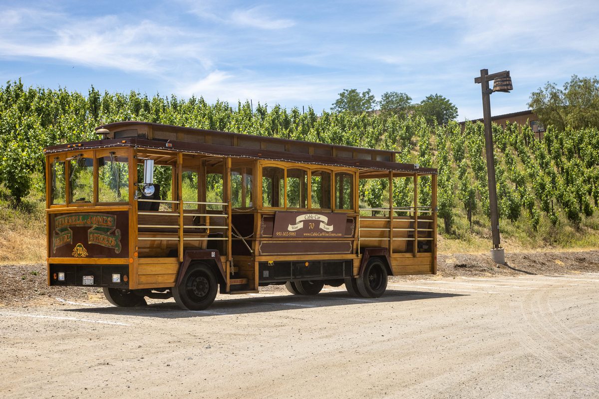 Cable car No. 70 beside the vines